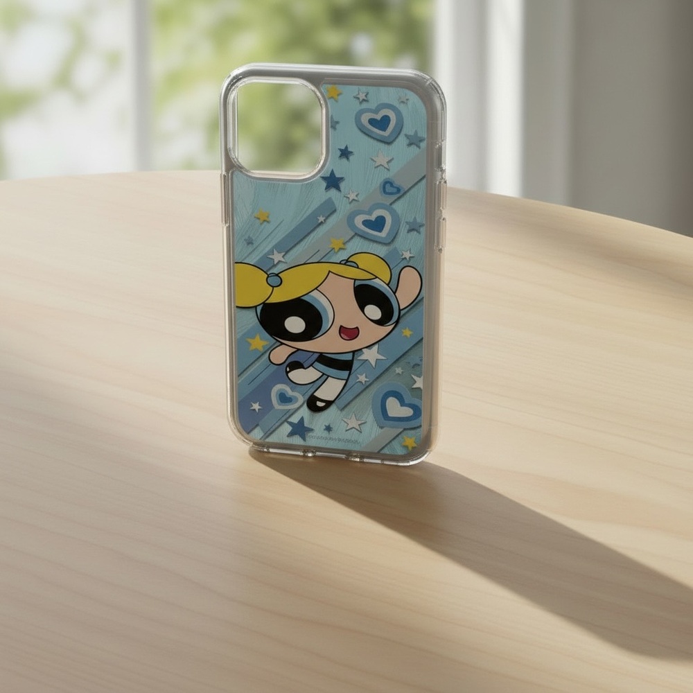 Blue Powerpuff Girl Clear Phone Case - Blonde Character Design